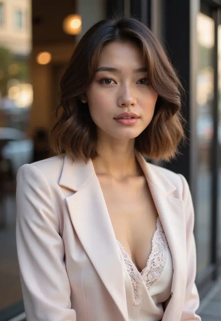 13 Stylish Short Haircuts for Oval Faces with Thin Hair That Wow! - 9. Side-Parted Lob