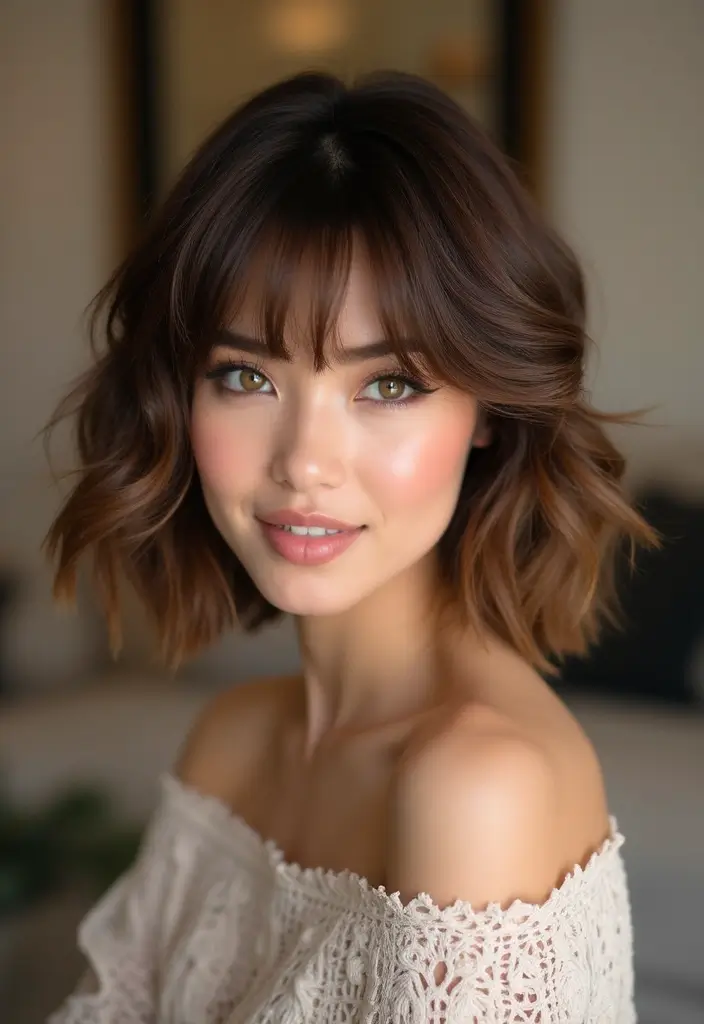 15 Trendy Short Hair Cuts for Frizzy Hair Girls (Get Ready for Compliments!) - 10. Side-Swept Bangs with Short Layers