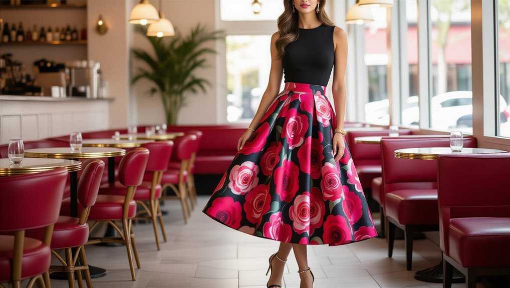 Patterned Midi Skirt With a Fitted Top