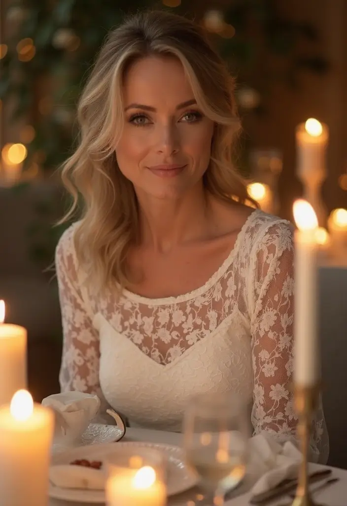 17 Fashionable Outfit Inspirations for Women Over 40 Who Love to Go Out! - 12. Feminine Touch with Lace Details