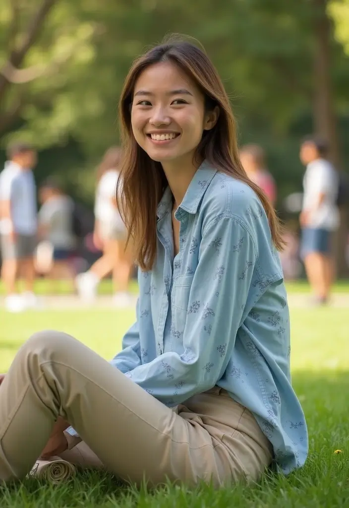 24 Easy Outfit Ideas for College Students: Jeans to Dresses for Every Campus Moment - 11. Chinos and Casual Blouse