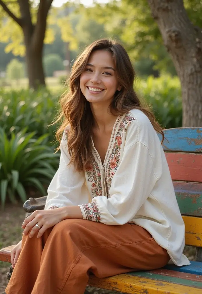 24 Easy Outfit Ideas for College Students: Jeans to Dresses for Every Campus Moment - 22. Bohemian Style with Flowy Pants