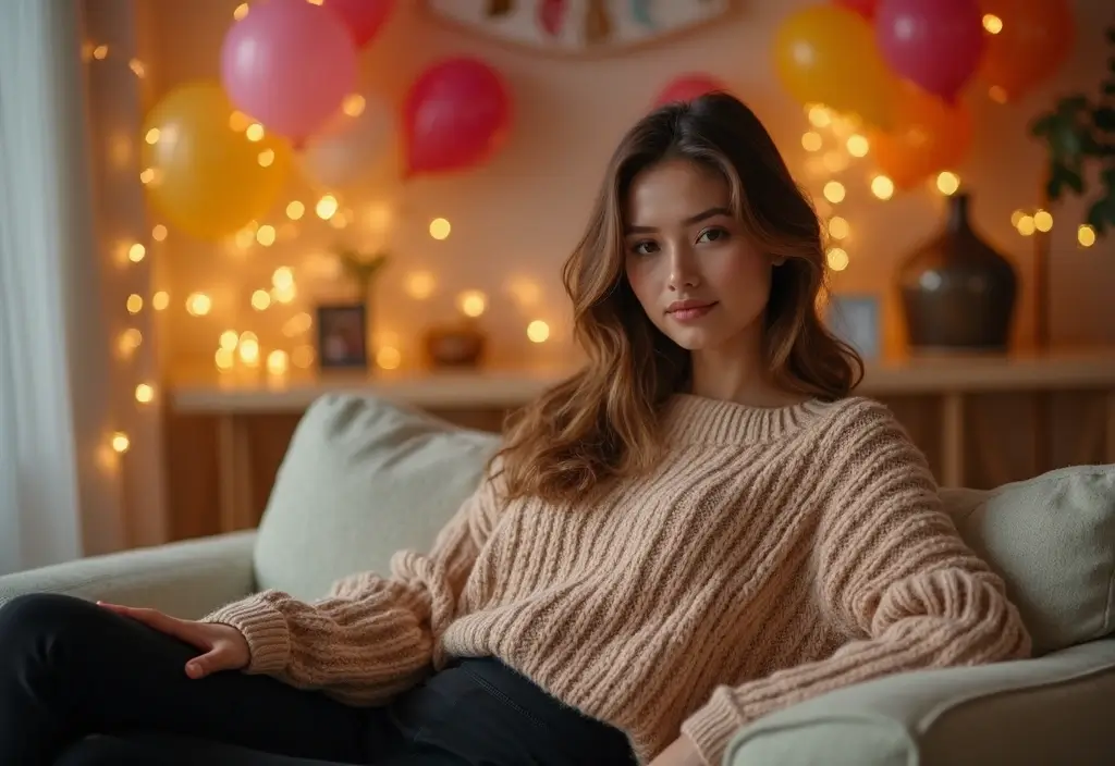 Casual Yet Cute: Birthday Party Outfit Ideas for a Relaxed Vibe - 9. Cozy Knit Sweater and Leggings