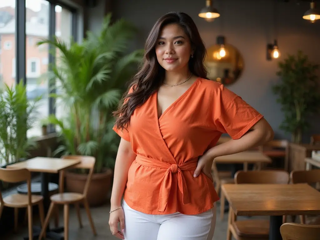 Plus-Size Outfit Ideas: The Ultimate Guide for Curvy Girls - 6. Trendy Wrap Tops