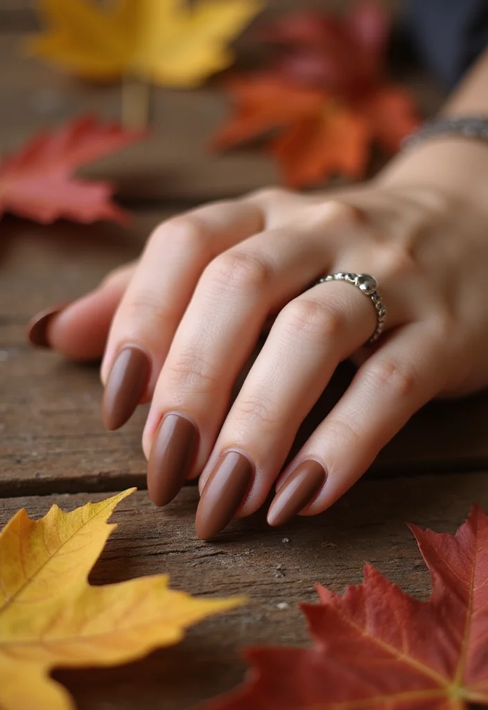 18 Trendy Almond Brown and Red Nails for Fall That Will Elevate Your Style! - 2. Chestnut Brown with Matte Finish
