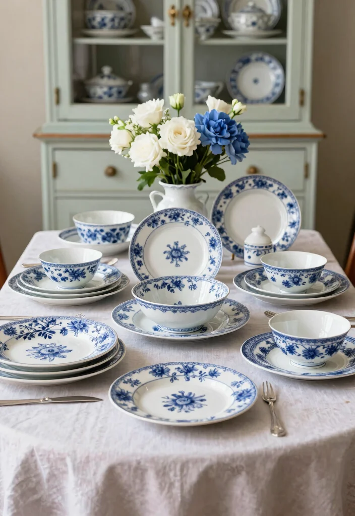 15 Vintage Dish Sets That Will Make Your Home Decor Shine (Don’t Miss #8!) - 1. Classic Blue and White Porcelain