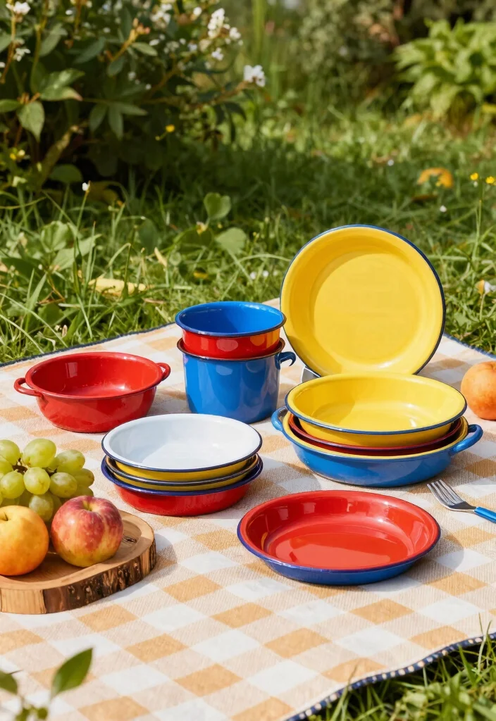 15 Vintage Dish Sets That Will Make Your Home Decor Shine (Don’t Miss #8!) - 10. Colorful Enamelware