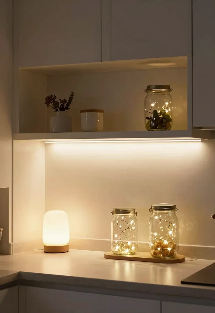 19 Unique Shelf Styling Ideas for a Modern Farmhouse Kitchen! - 15. Lighting Effects