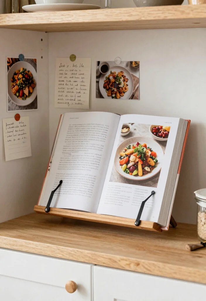 19 Unique Shelf Styling Ideas for a Modern Farmhouse Kitchen! - 19. Personal Recipe Display