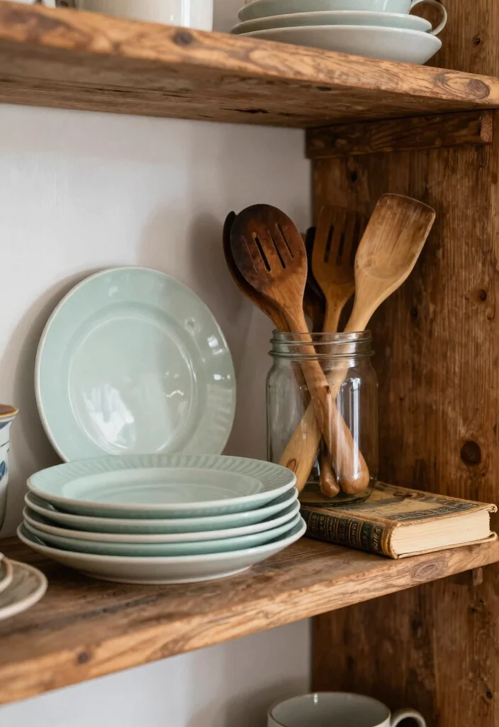 19 Unique Shelf Styling Ideas for a Modern Farmhouse Kitchen! - 3. Vintage Finds