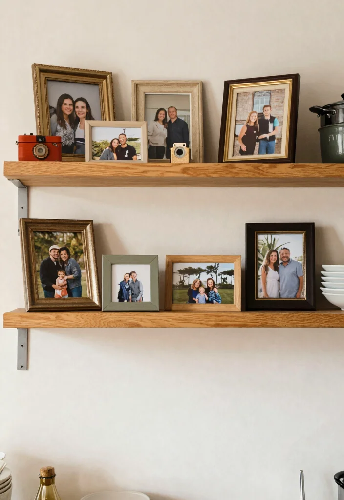 19 Unique Shelf Styling Ideas for a Modern Farmhouse Kitchen! - 8. Personal Mementos