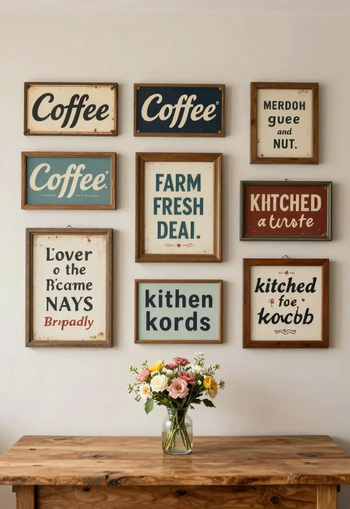 20 Modern Kitchen Wall Decor Tips for a Cozy Farmhouse Feel (Get Ready to Be Inspired!) - 2. Incorporate Vintage Signs