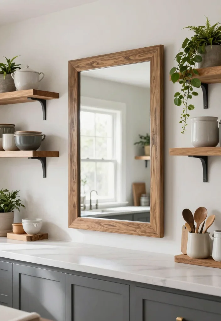 20 Modern Kitchen Wall Decor Tips for a Cozy Farmhouse Feel (Get Ready to Be Inspired!) - 9. Use Mirrors for Depth