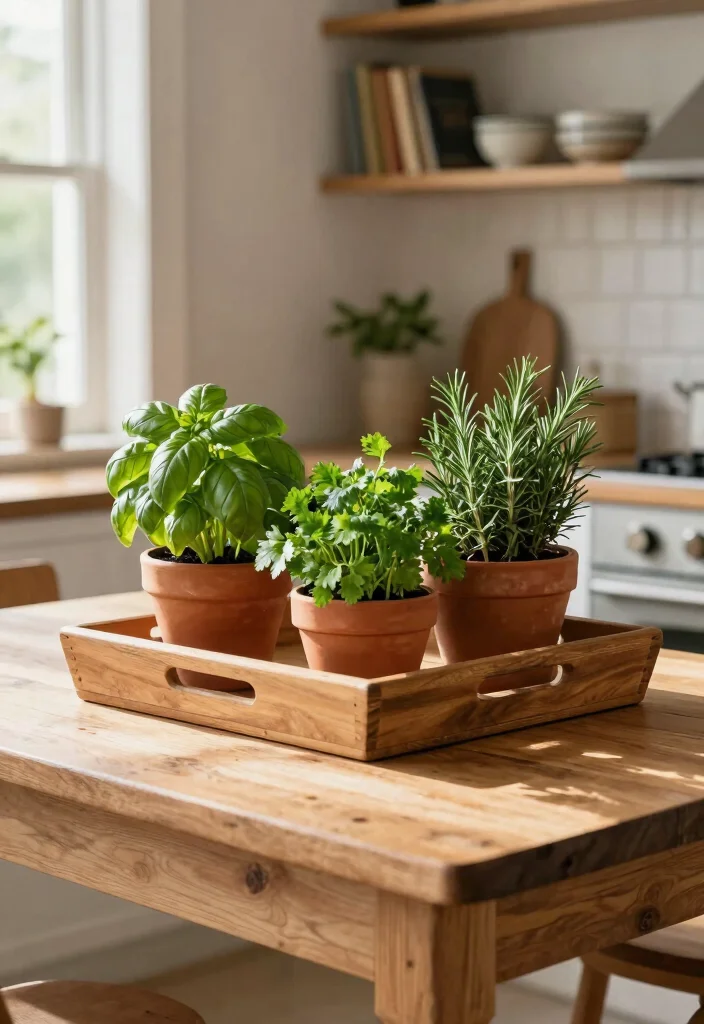 22 Kitchen Island Decor Ideas That Exude Modern Farmhouse Charm! - 1. Fresh Herb Centerpiece