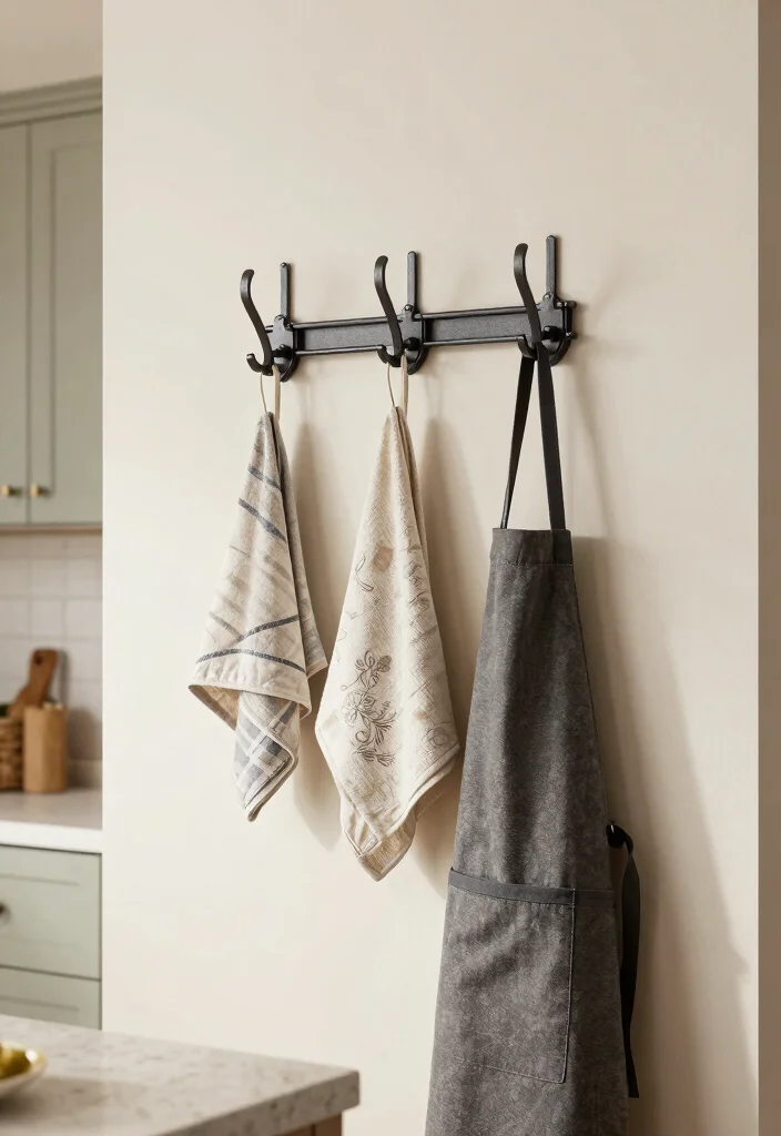 22 Kitchen Island Decor Ideas That Exude Modern Farmhouse Charm! - 21. Functional Wall Hooks