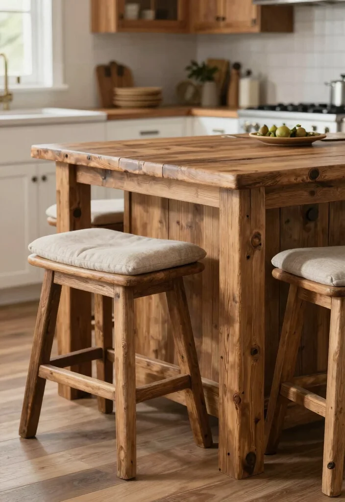 22 Kitchen Island Decor Ideas That Exude Modern Farmhouse Charm! - 7. Farmhouse-Style Stools