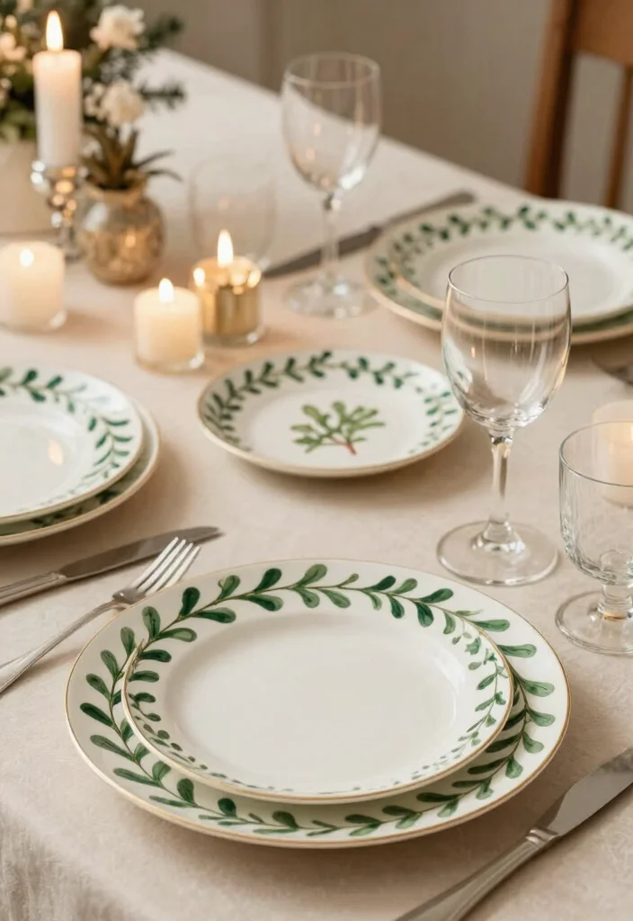 25 Vintage Christmas Dish Sets That Capture the True Spirit of the Holidays! - 25. Festive Mistletoe Dinnerware